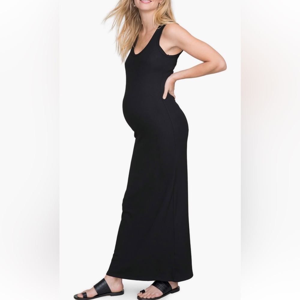 Hatch Black Maxi Maternity Dress the long body tank dress